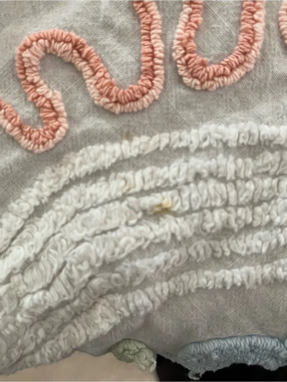 Vintage Chenille Bedspread Floral Cottage Pink Scroll Full/Queen 101x91